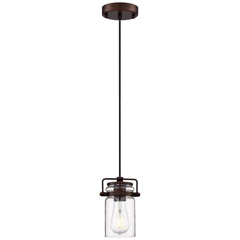 Image 4 Nuvo Lighting Antebellum 5" Mahogany Bronze and Glass Mini Pendant more views