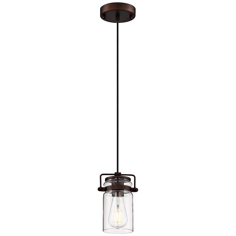 Image 5 Nuvo Lighting Antebellum 5" Mahogany Bronze and Glass Mini Pendant more views