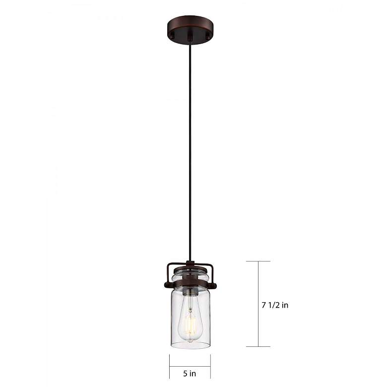 Image 6 Nuvo Lighting Antebellum 5" Mahogany Bronze and Glass Mini Pendant more views
