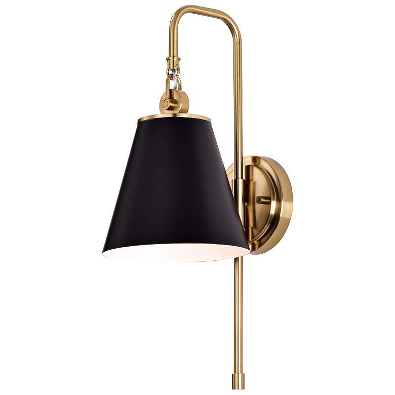 Image 5 Nuvo Lighting Dover 19" High Vintage Brass Matte Black Wall Sconce more views