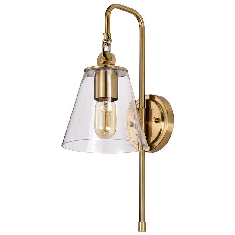 Image 1 Nuvo Lighting Dover 7 inch Wide Vintage Brass with Clear Glass Wall Sconce