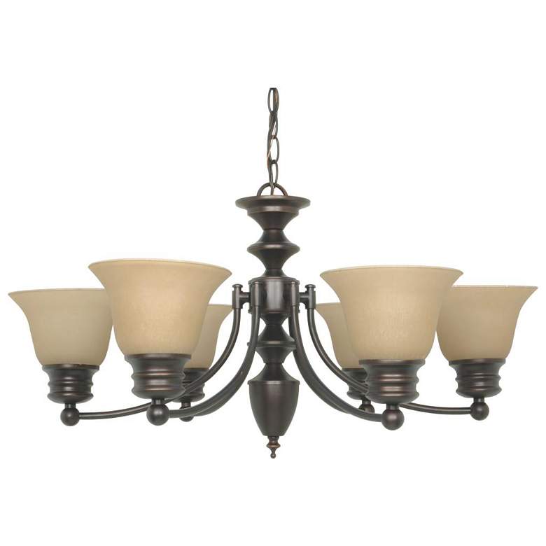 Image 1 Nuvo Lighting Empire 26 inch Wide 6-Light Champagne Linen Glass Chandelier