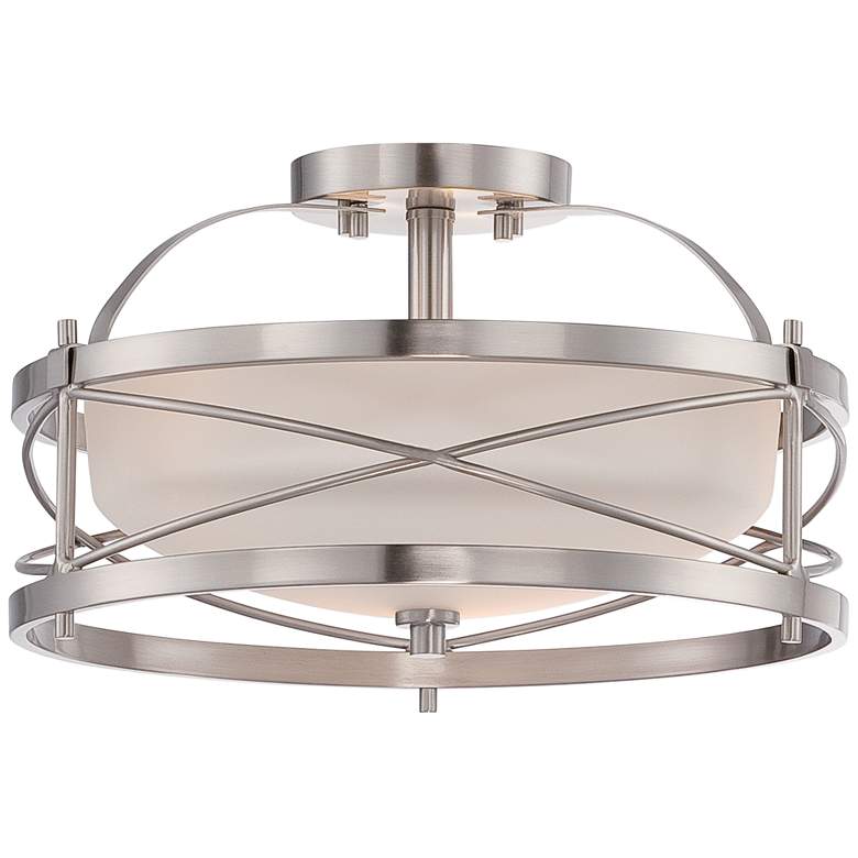 Image 2 Nuvo Lighting Ginger 14" Wide Brushed Nickel Drum Ceiling Light