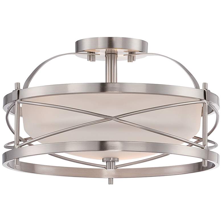 Image 2 Nuvo Lighting Ginger 14 inch Wide Brushed Nickel Drum Ceiling Light