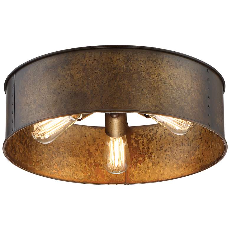 Image 2 Nuvo Lighting Kettle 17 inch Wide Weathered Brass 3-Light Ceiling Light