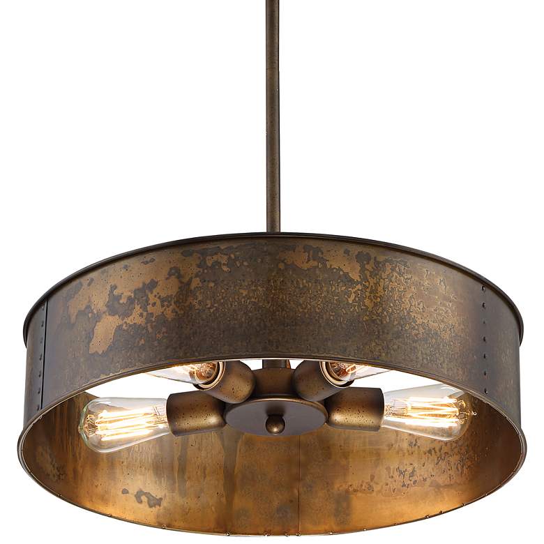 Image 3 Nuvo Lighting Kettle 20" Wide 4-Light Weathered Brass Drum Pendant