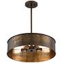 3_Nuvo Lighting Kettle 20" Wide 4-Light Weathered Brass Drum Pendant