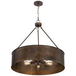 Nuvo Lighting Kettle 30&quot; 5-Light Weathered Brass Rustic Drum Pendant