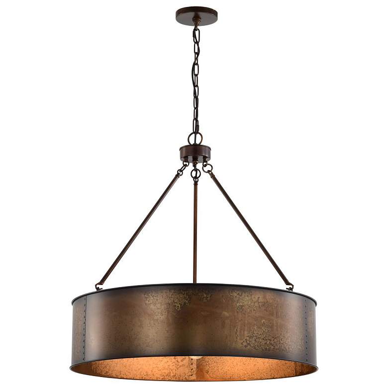 Image 3 Nuvo Lighting Kettle 30" 5-Light Weathered Brass Rustic Drum Pendant more views