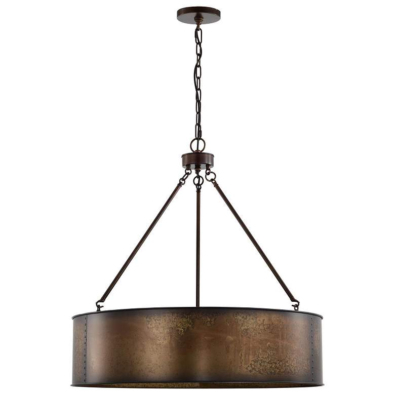 Image 4 Nuvo Lighting Kettle 30" 5-Light Weathered Brass Rustic Drum Pendant more views