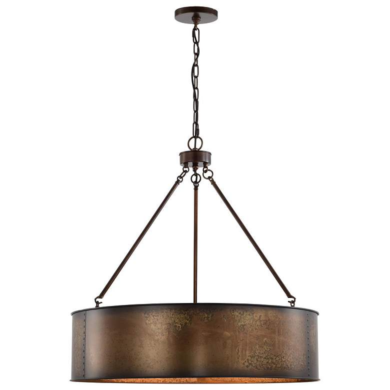 Image 5 Nuvo Lighting Kettle 30" 5-Light Weathered Brass Rustic Drum Pendant more views