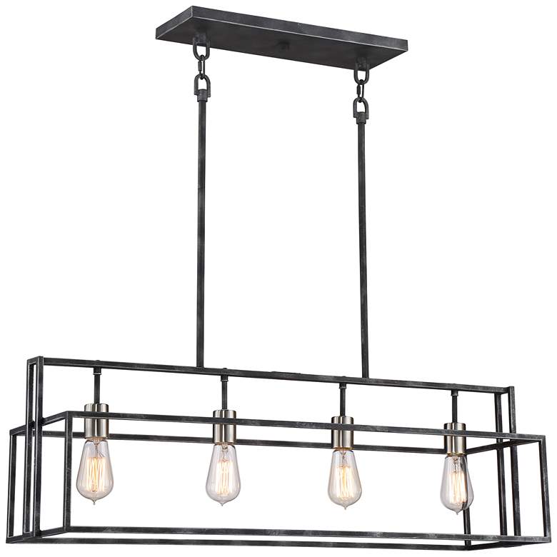 Image 2 Nuvo Lighting Lake 36 inch Black and Brushed Nickel Linear Pendant Light