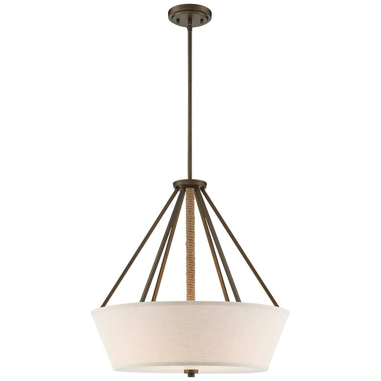 Image 2 Nuvo Lighting Senaca 22" Bronze and Almond Fabric Pendant Light