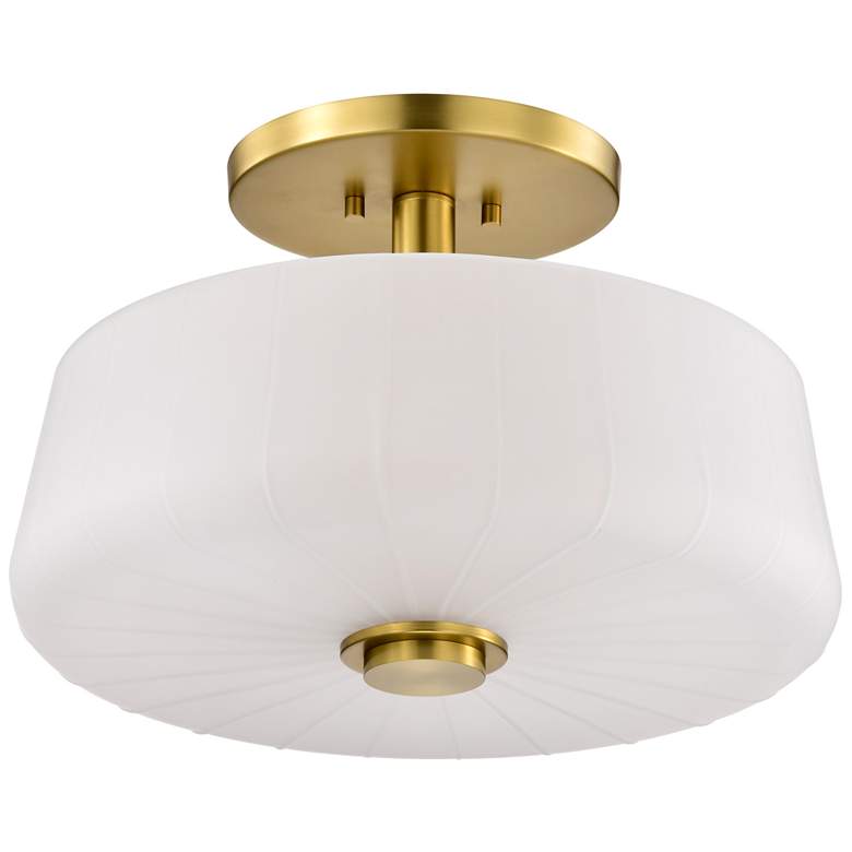 Image 1 Nuvo Lune 16" Wide Vintage Brass 3 Light Semi-Flush