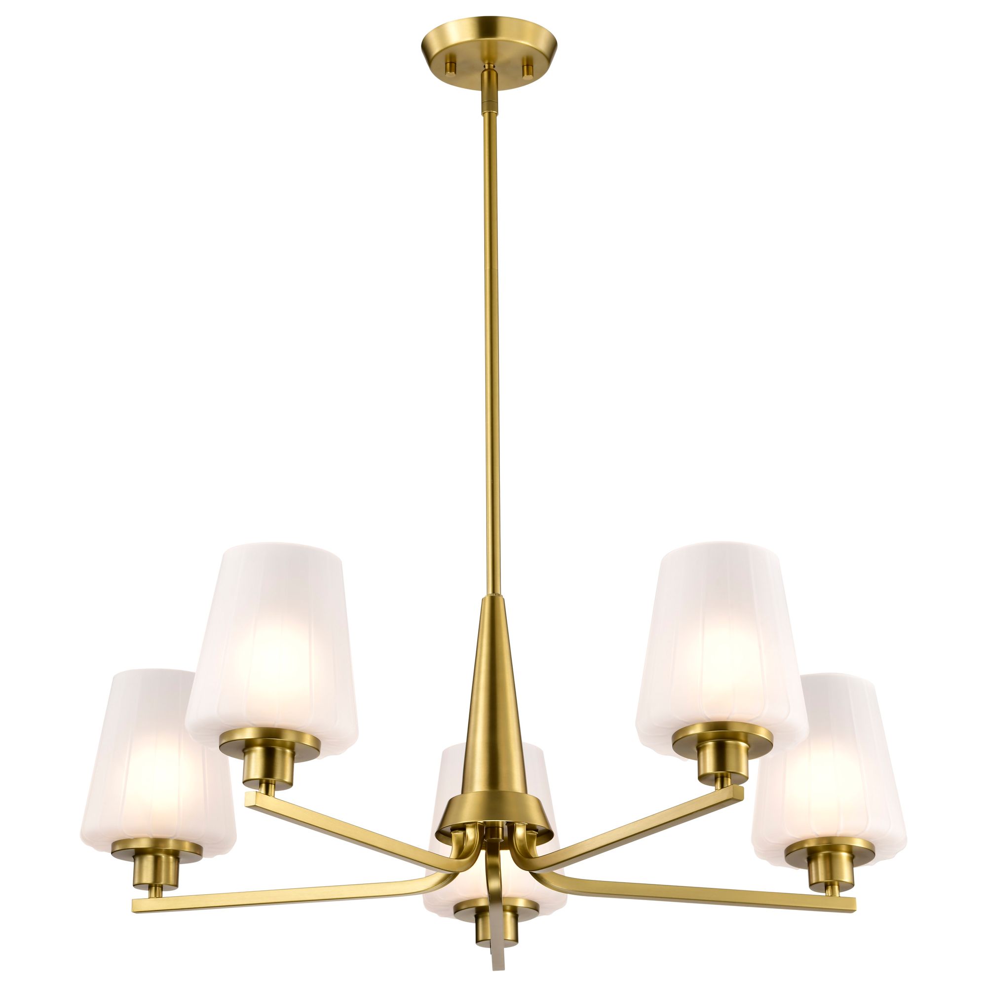 Image 2 Nuvo Lune 30" Wide Vintage Brass 5 Light Chandelier more views
