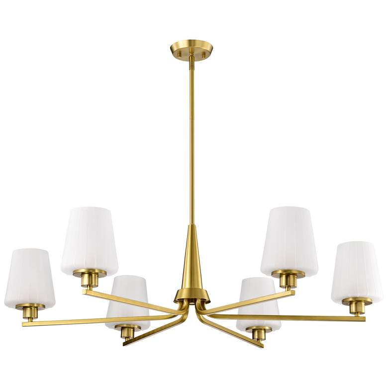Image 1 Nuvo Lune 40" Wide Vintage Brass 6 Light Chandelier