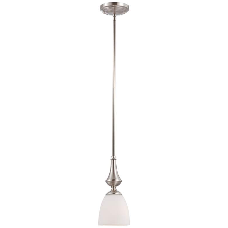 Image 1 Nuvo Patton 5" Brushed Nickel 1 Light Mini Pendant with Frosted Glass