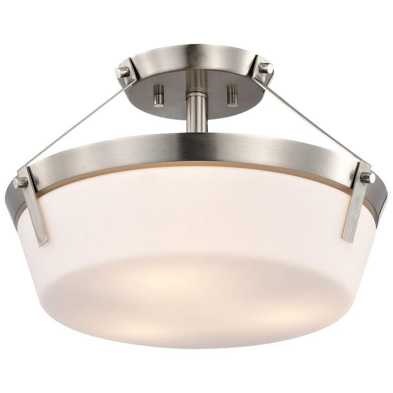 Image 2 Nuvo Rowen 14 1/2" Wide Brushed Nickel 3 Light Ceiling Light more views