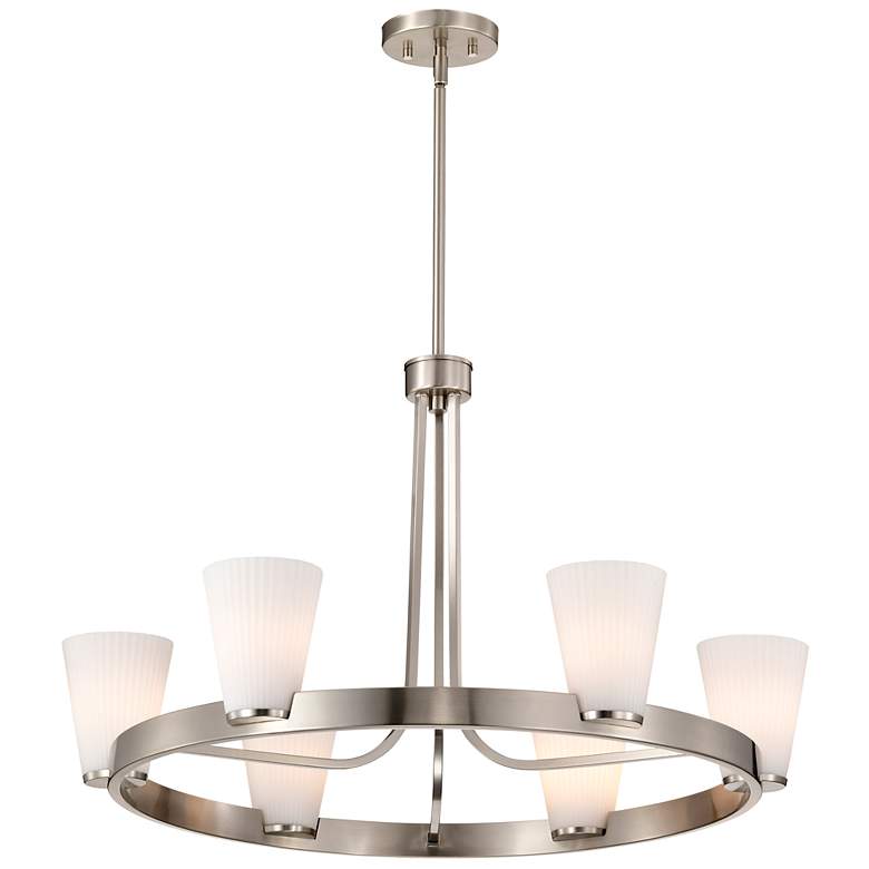Image 1 Nuvo Royale 30" Wide Brushed Nickel 6 Light Chandelier
