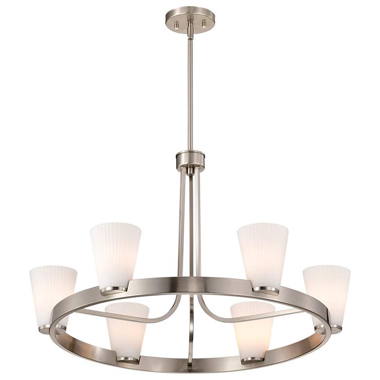 Image 6 Nuvo Royale 30" Wide Brushed Nickel 6 Light Chandelier more views