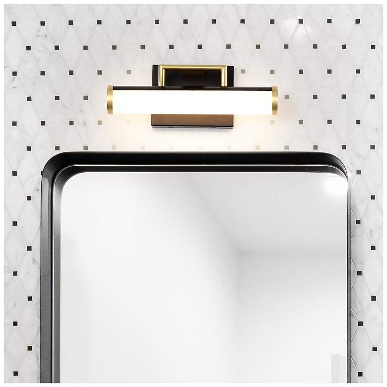 Image 1 Nuvo Solano 12" Black/Brushed Brass LED Small Vanity