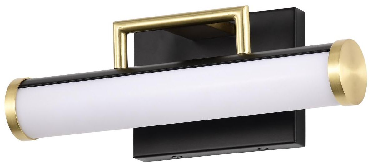 Nuvo Solano 12" Black/Brushed Brass LED Small Vanity