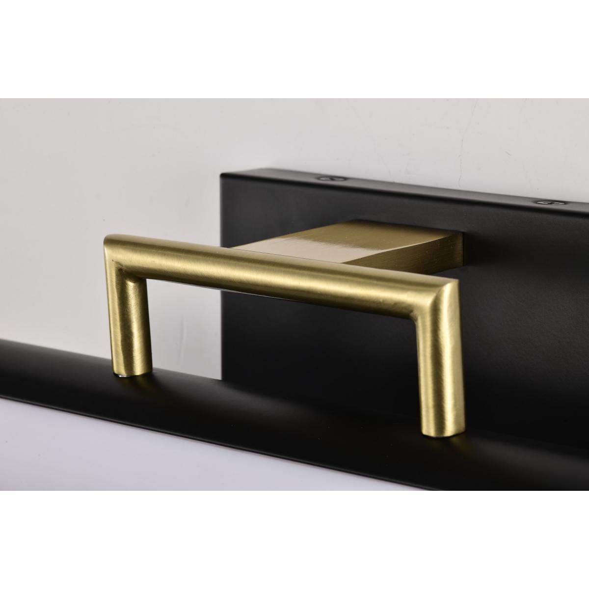Nuvo Solano 12" Black/Brushed Brass LED Small Vanity