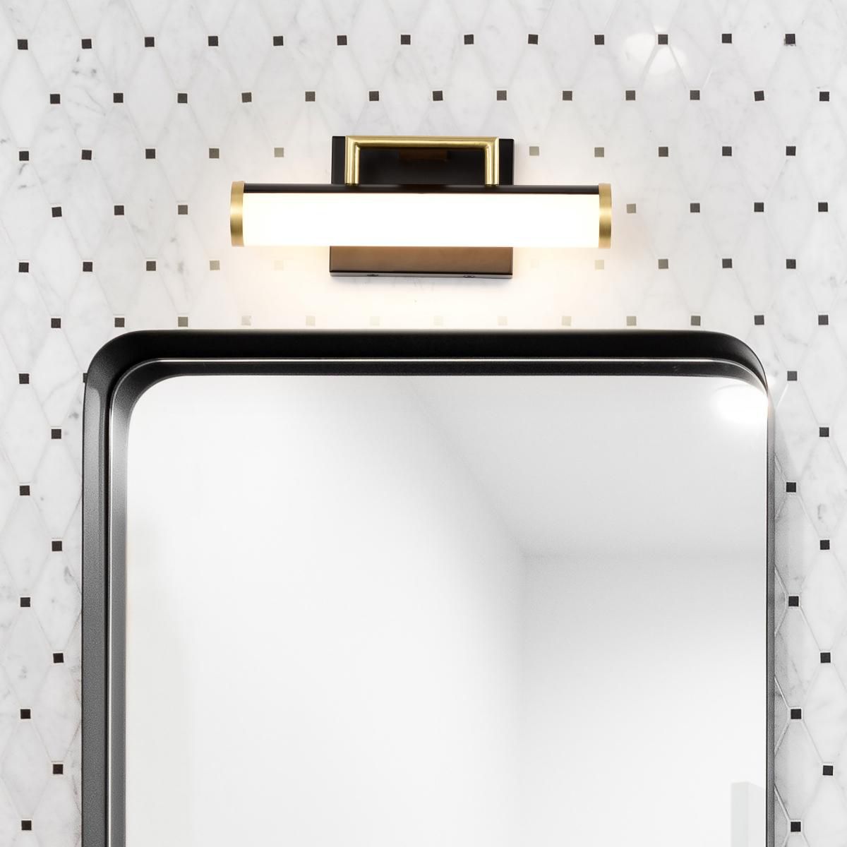 Nuvo Solano 12" Black/Brushed Brass LED Small Vanity