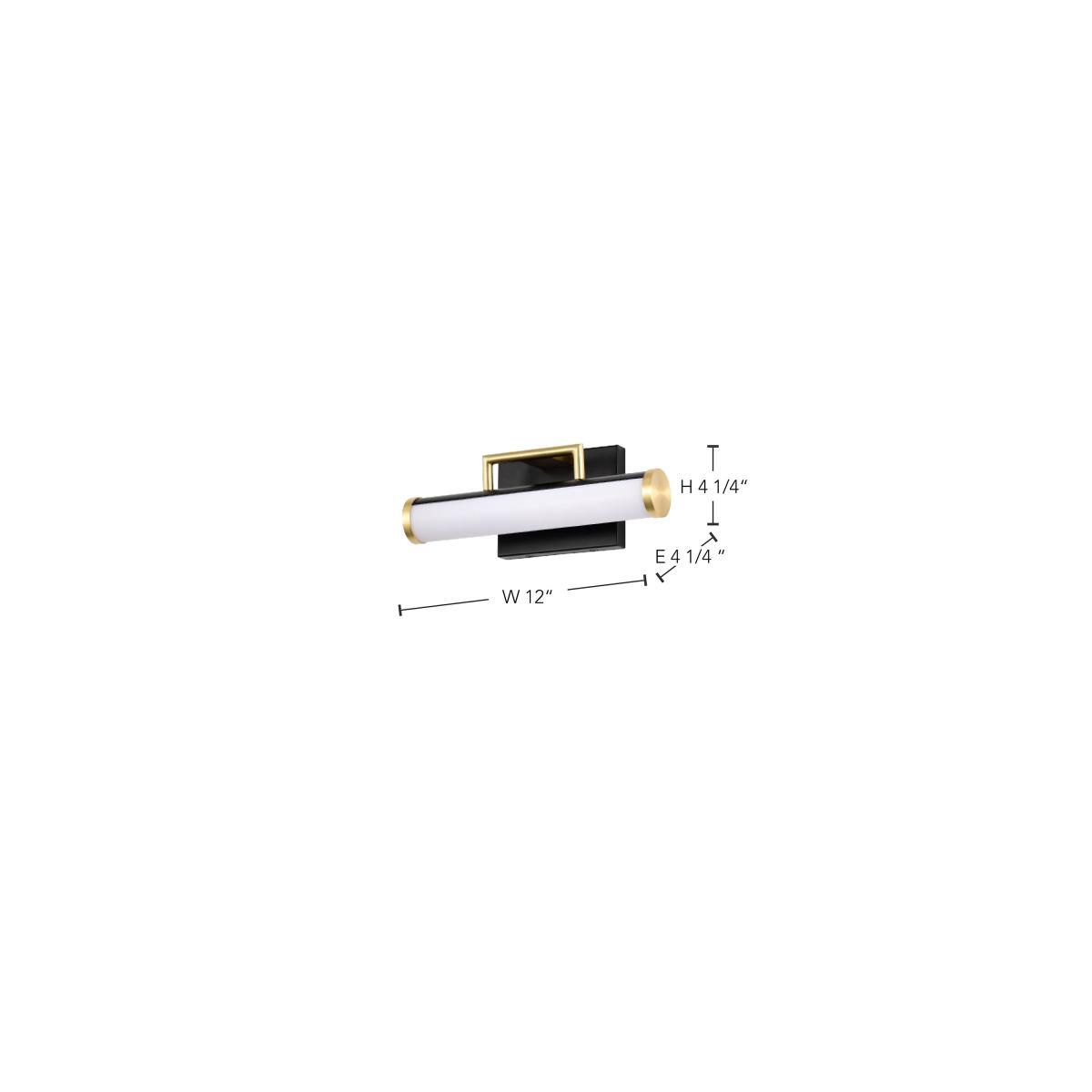 Nuvo Solano 12" Black/Brushed Brass LED Small Vanity