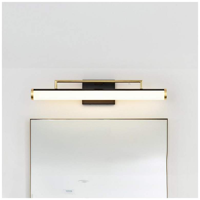 Image 1 Nuvo Solano 24" Black/Brushed Brass LED Medium Vanity