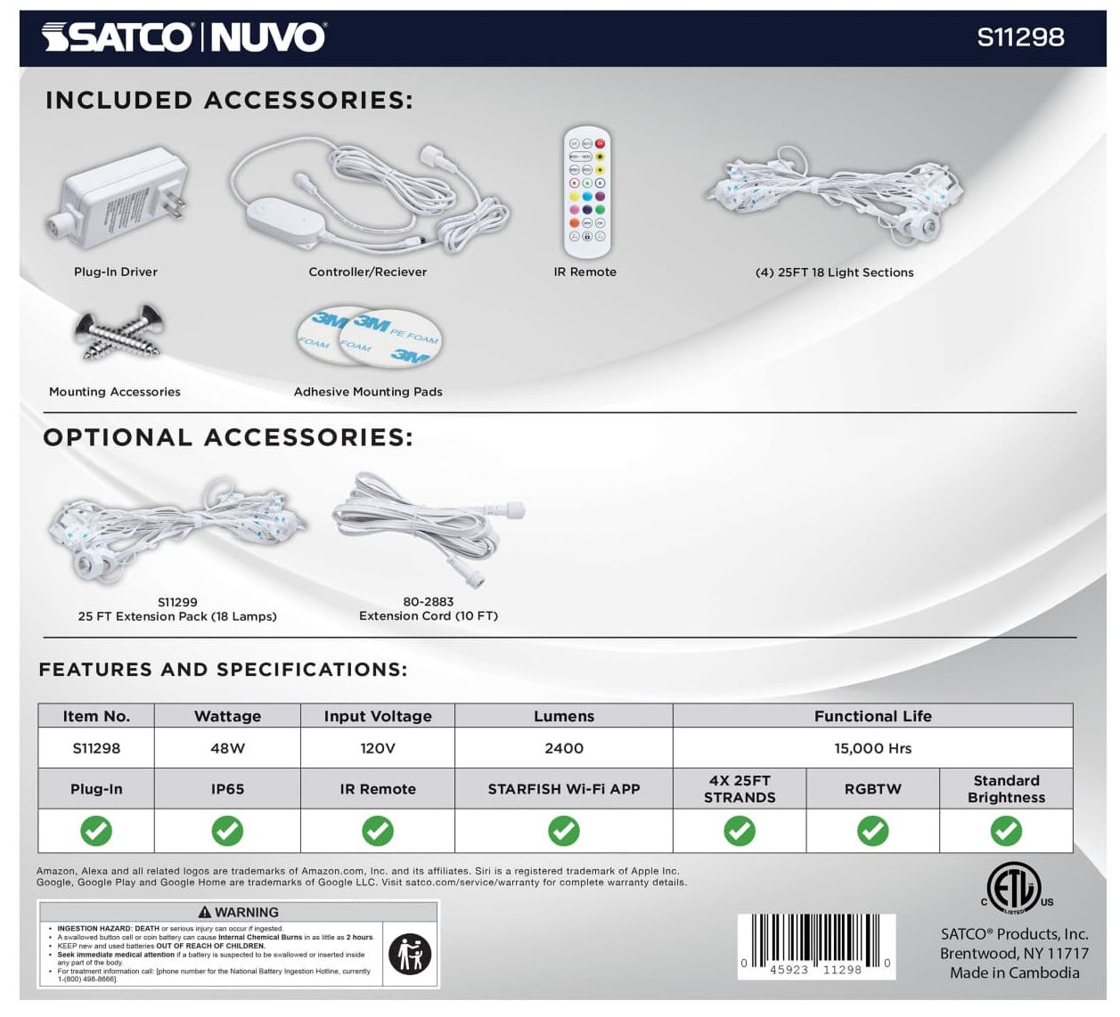 Nuvo Starfish 100 Foot LED Smart Eave St