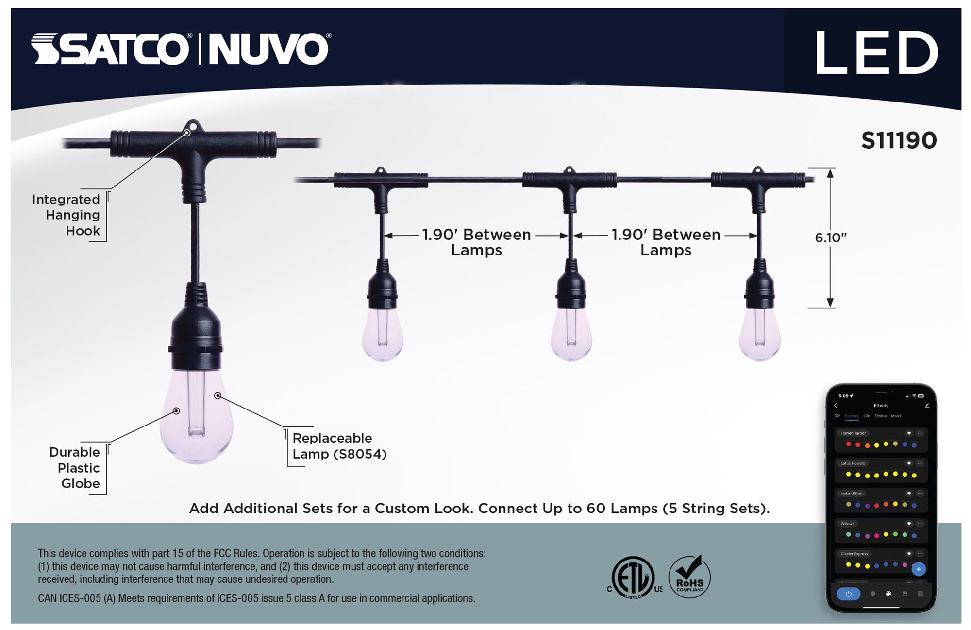 Image 2 Nuvo Starfish 24 Foot LED Smart String L more views