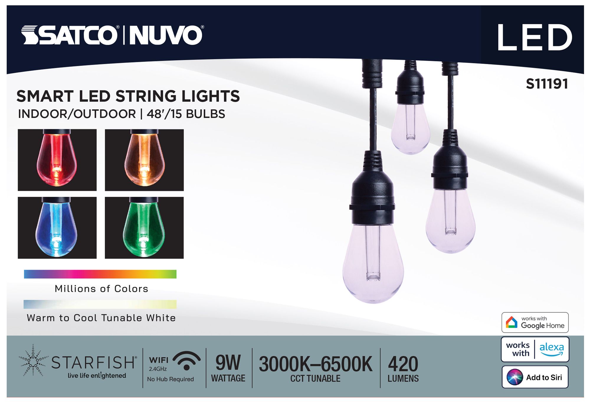 Image 2 Nuvo Starfish 48 Foot LED Smart String L more views