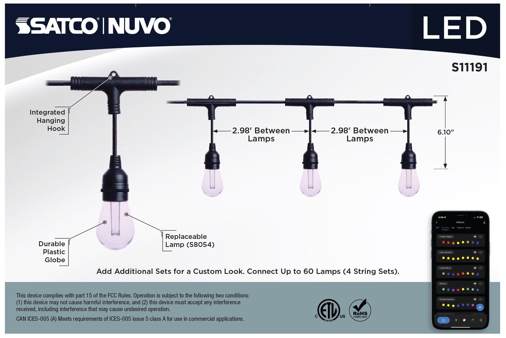 Image 3 Nuvo Starfish 48 Foot LED Smart String L more views