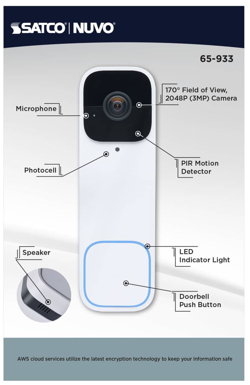 Image 6 Nuvo Starfish 5 3/4" High White Smart Doorbell Security Camera Wired more views
