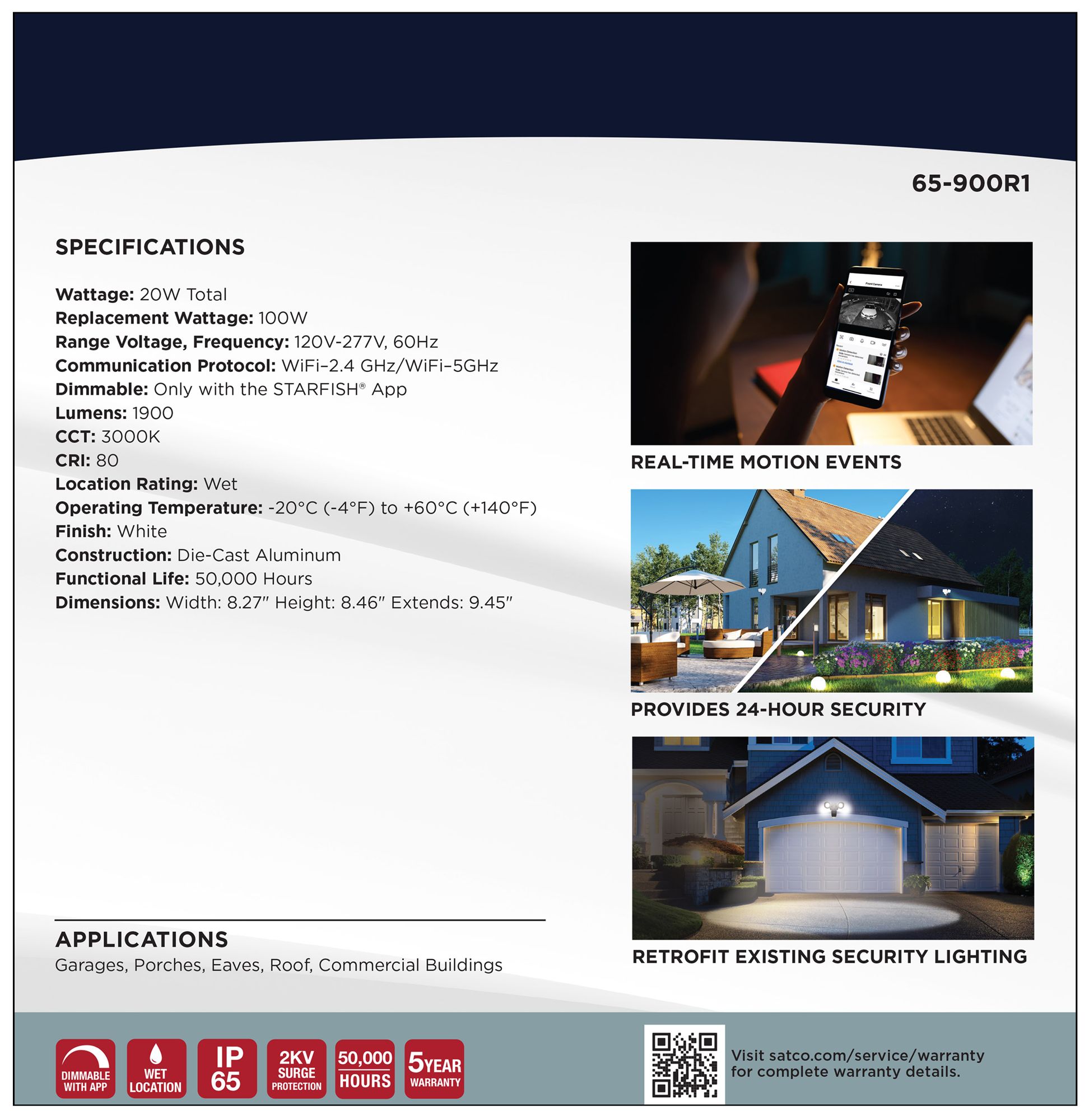 Nuvo Starfish 8 1/2" High White Bullet SMART Security Light w/Camera