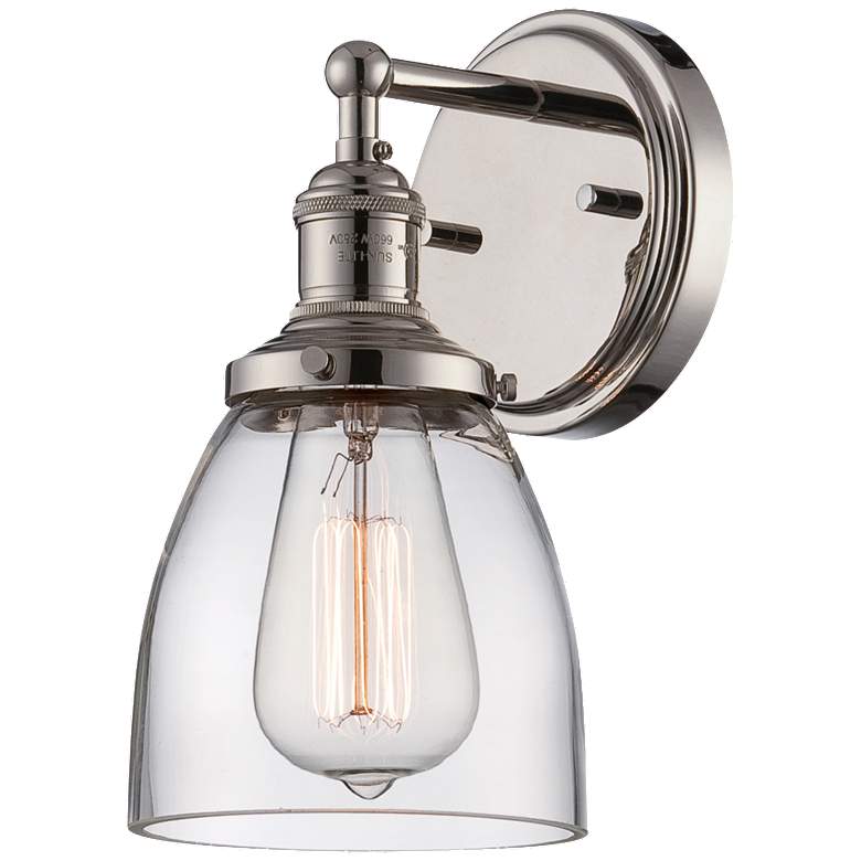Image 1 Nuvo Vintage 9 3/4" High Polished Nickel Clear Glass 1 Light Wall Scon