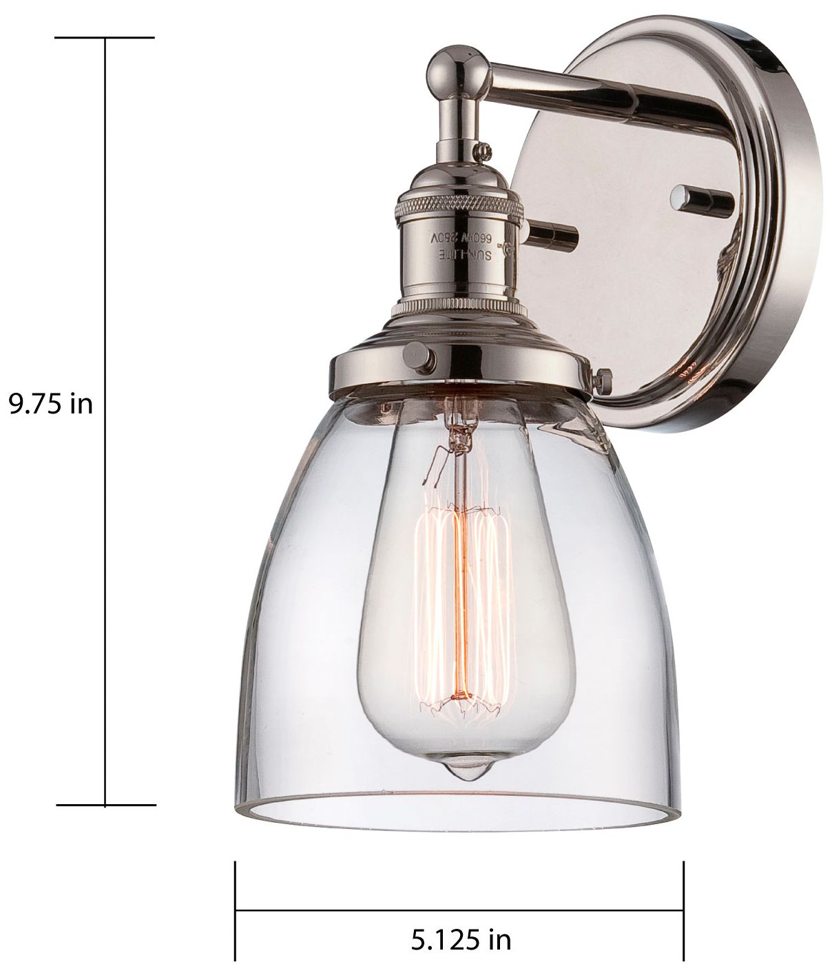 Image 3 Nuvo Vintage 9 3/4" High Polished Nickel Clear Glass 1 Light Wall Scon more views