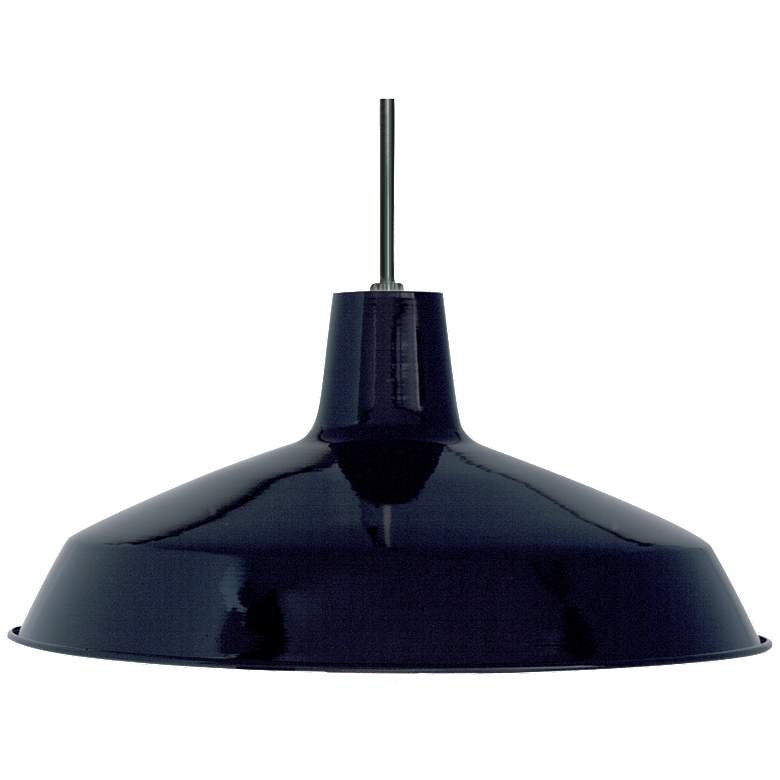 Image 1 Nuvo Warehouse 16" Wide Black Finish Dome Shade Ceiling Pendant