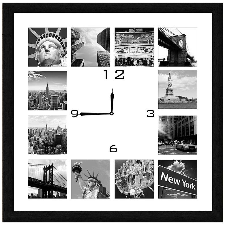 Image 1 NY Photo Collage 20 inch Square Wall Clock 