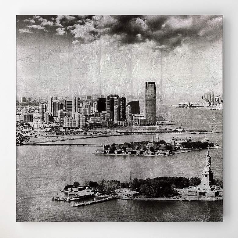 Image 1 NY Skyline A Reverse Printed Tempered Glass with Silver Leaf Wall Art