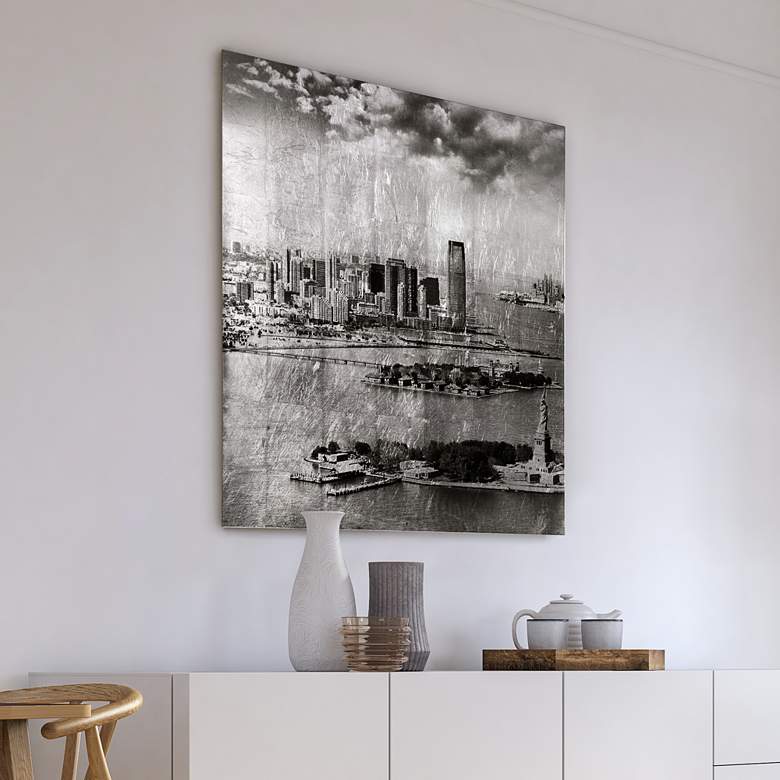 Image 5 NY Skyline A Reverse Printed Tempered Glass with Silver Leaf Wall Art more views