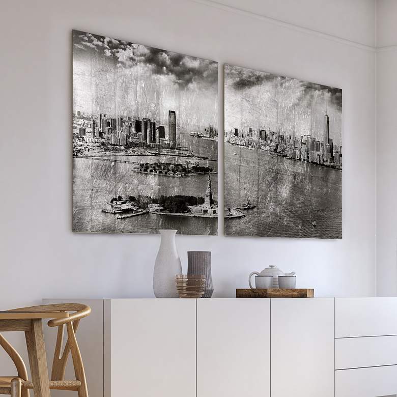 Image 4 NY Skyline AB Reverse Printed Tempered Glass with Silver Leaf Wall Art more views