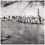 NY Skyline B Reverse Printed Tempered Glass with Silver Leaf Wall Art