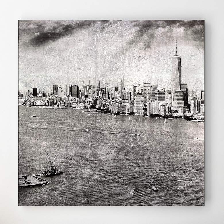 Image 1 NY Skyline B Reverse Printed Tempered Glass with Silver Leaf Wall Art