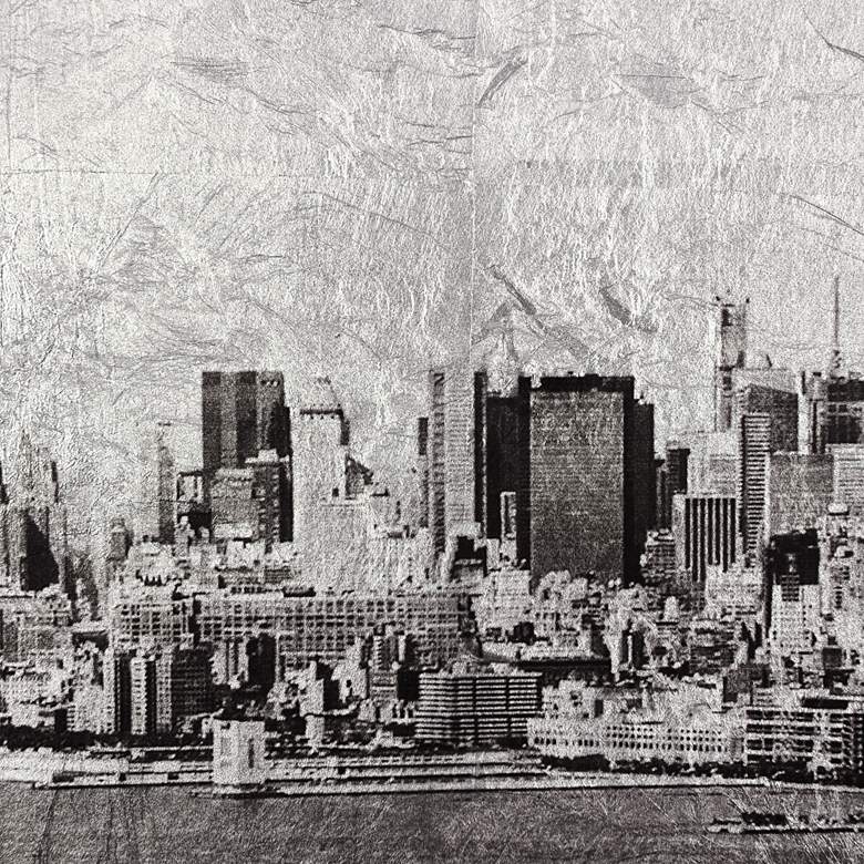Image 3 NY Skyline B Reverse Printed Tempered Glass with Silver Leaf Wall Art more views