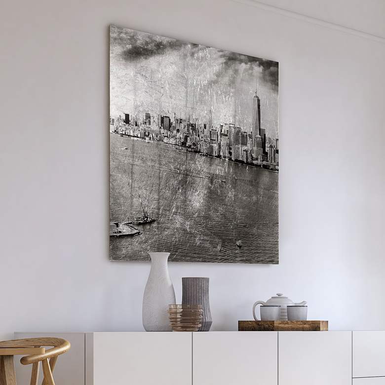 Image 5 NY Skyline B Reverse Printed Tempered Glass with Silver Leaf Wall Art more views