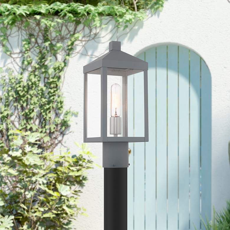 Image 1 Nyack 1 Light Nordic Gray Outdoor Post Top Lantern