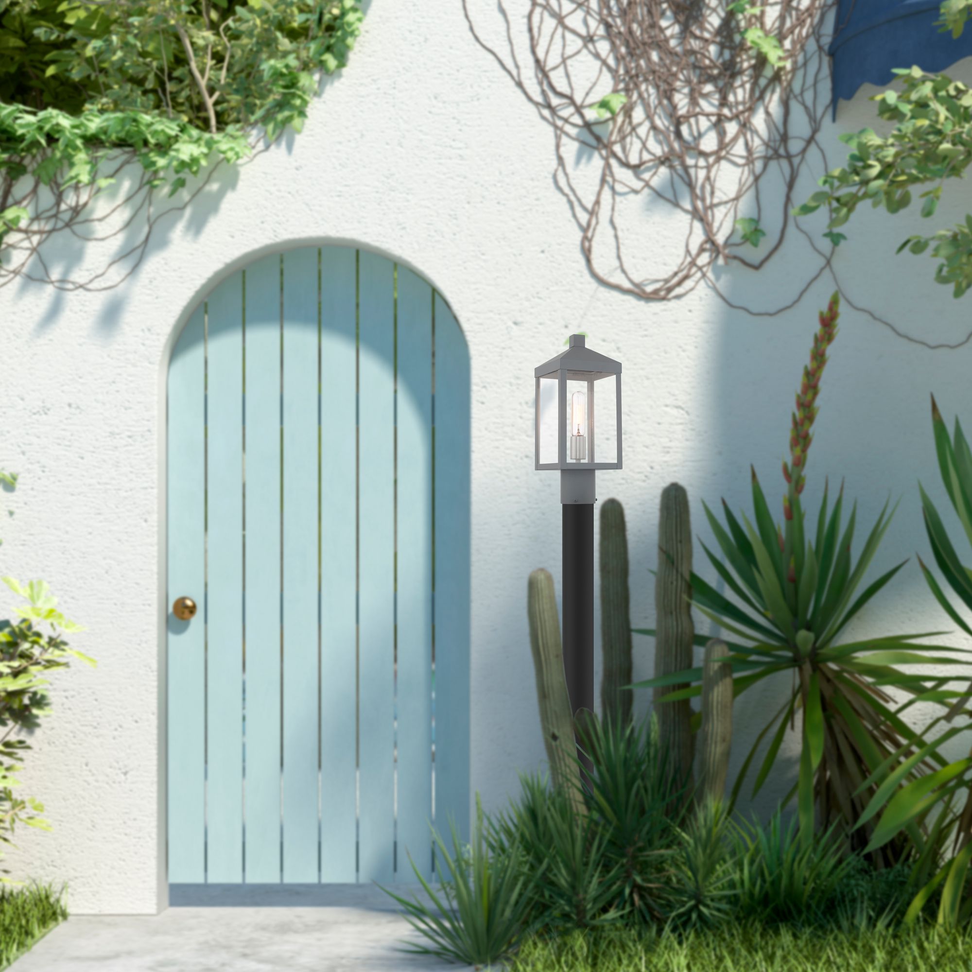 Nyack 1 Light Nordic Gray Outdoor Post Top Lantern