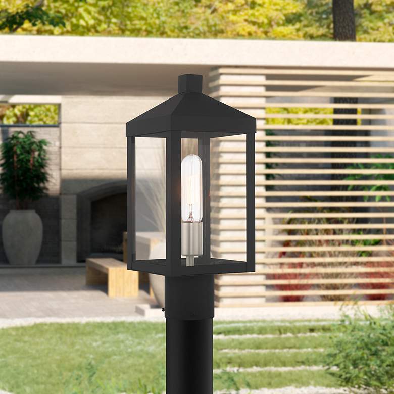 Image 1 Nyack 1 Light Scandinavian Gray Outdoor Post Top Lantern